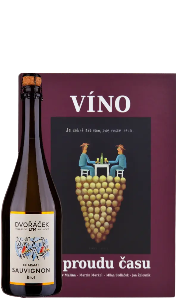 Vinařství Dvořáček Set Dvořáček Sauvignon CHARMAT brut + Kniha Víno v proudu času