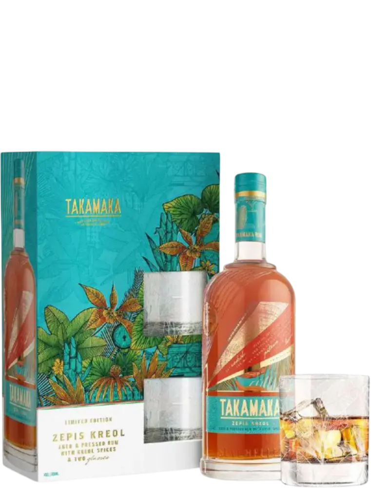 Trois Frères Rum Takamaka Zepis Kreol 0,7l 43% se 2 skleničkami + Dárkové Balení