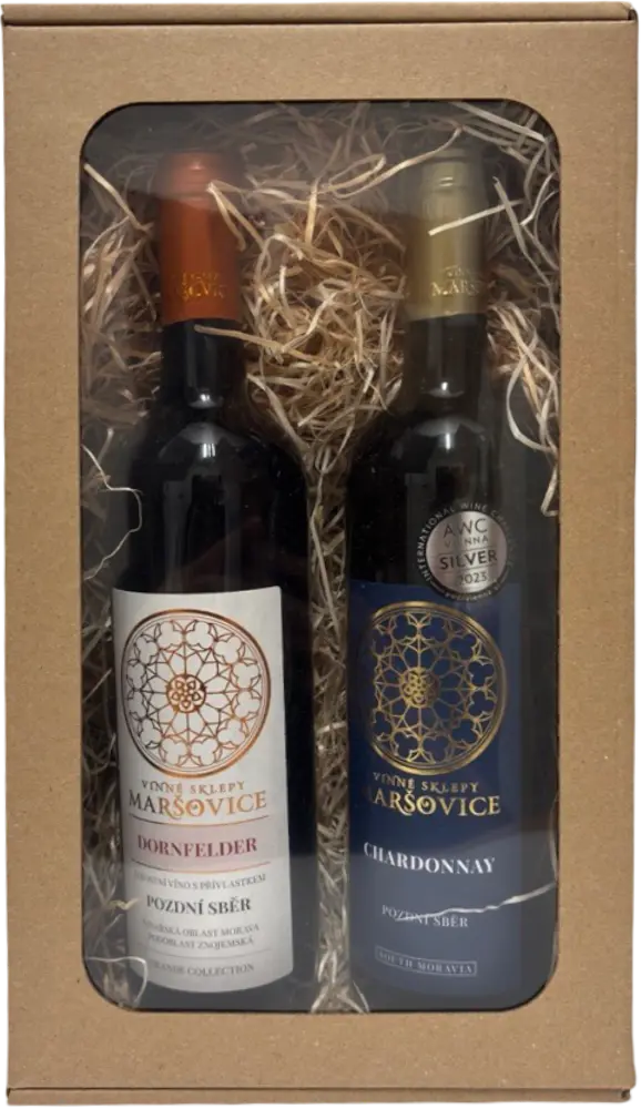 Vinné sklepy Maršovice Set Maršovice Dornfelder 2022 a Chardonnay 2020 + dárkové balení