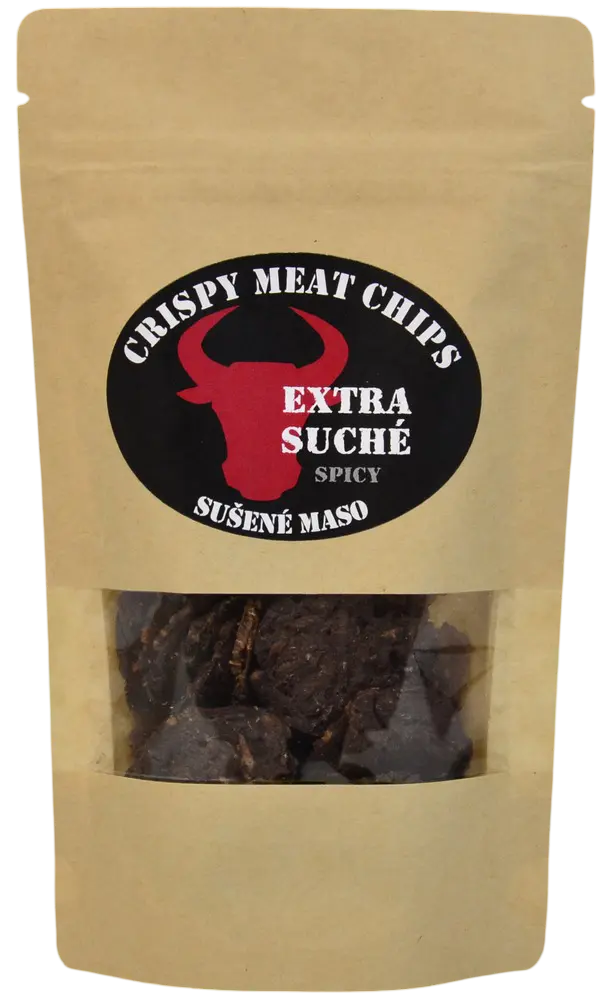 Crispy meat chips Sušené maso hovězí Spicy Crispy Meat Chips - extra suché 25g