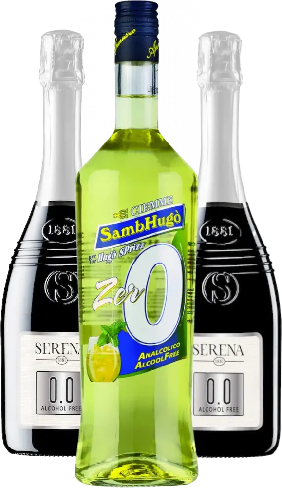 různí Set Nealkoholický Hugo Spritz - Ciemme Sambhugó Zero - Sprizz Aperitivo + 2x Serena Zero Alcohol Free