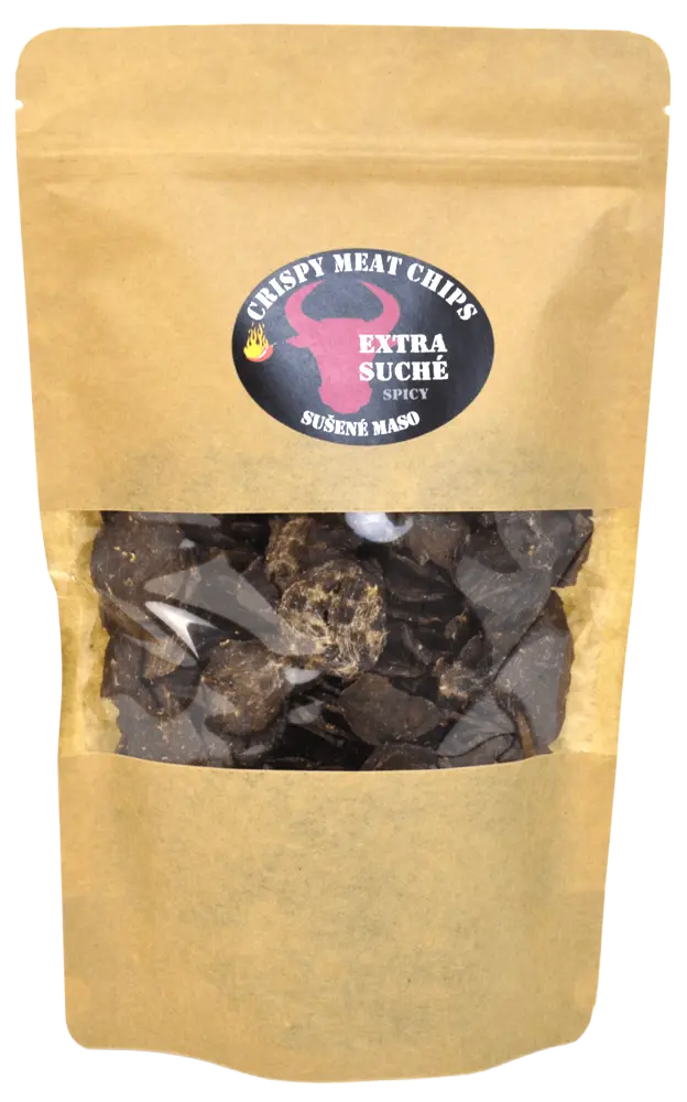 Crispy meat chips Sušené maso hovězí Spicy Chilli Crispy Meat Chips - extra suché 200g