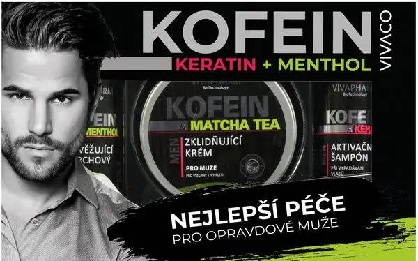 Vivaco Dárková kazeta péče pro muže s kofeinem 3 ks