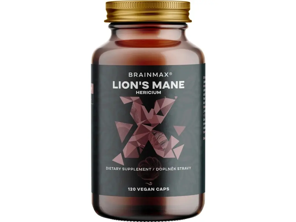 BrainMax Lion's Mane (Hericium) extrakt, 50% polysacharidů a 20% glukanů (beta-1,3/1,6 D-glukanů), 400 mg, 120 rostlinných kapslí