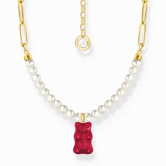THOMAS SABO x HARIBO náhrdelník Red goldbears & pearls  náhrdelník KE2207-430-10