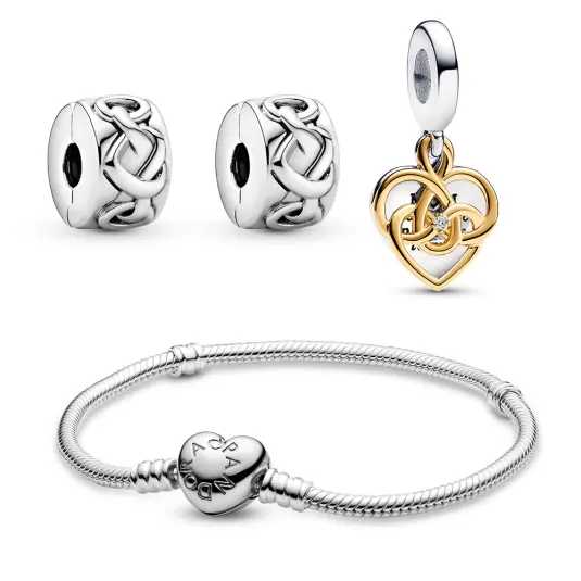 PANDORA set náramek s korálky Mum náramek 594594C00+2x798035+763237C01