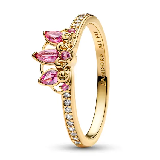PANDORA Disney pozlacený prsten Tiara princezny Rapunzel prsten 163651C01
