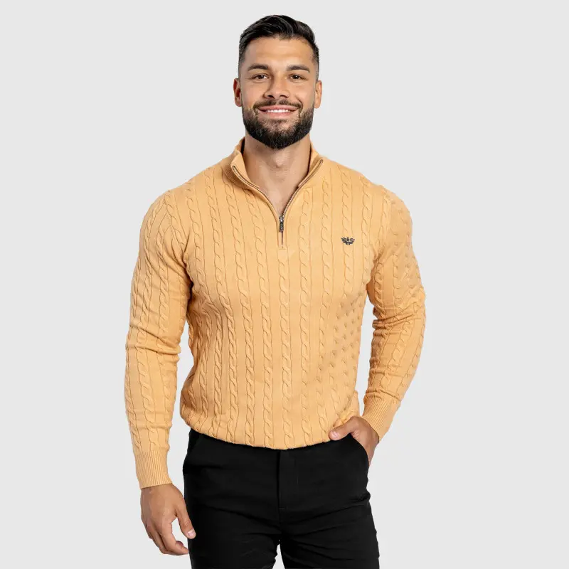 Pánský svetr Iron Aesthetics Cable Knit, camel