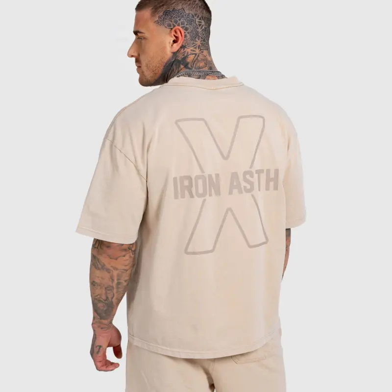 Pánské tričko Iron Aesthetics X Washed, béžové