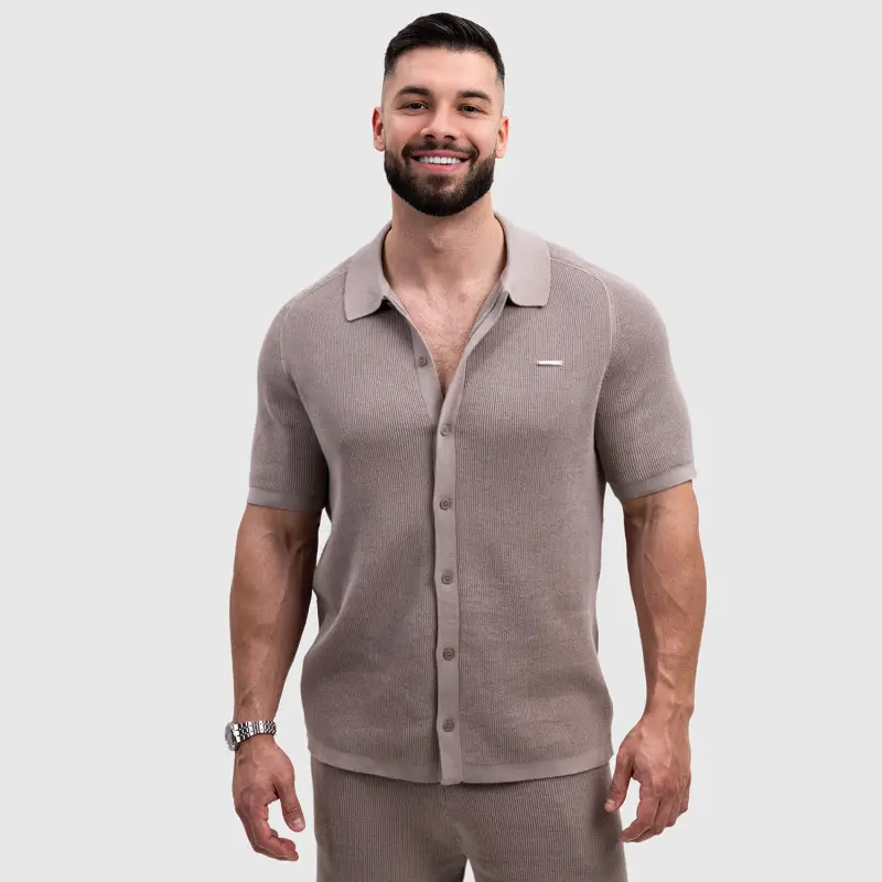 Pánská pletená košile Iron Aesthetics Vibe, béžová