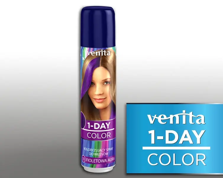 Barevný sprej na vlasy Venita 1-Day Color Violet Aura - 50 ml, fialová (CVA10)