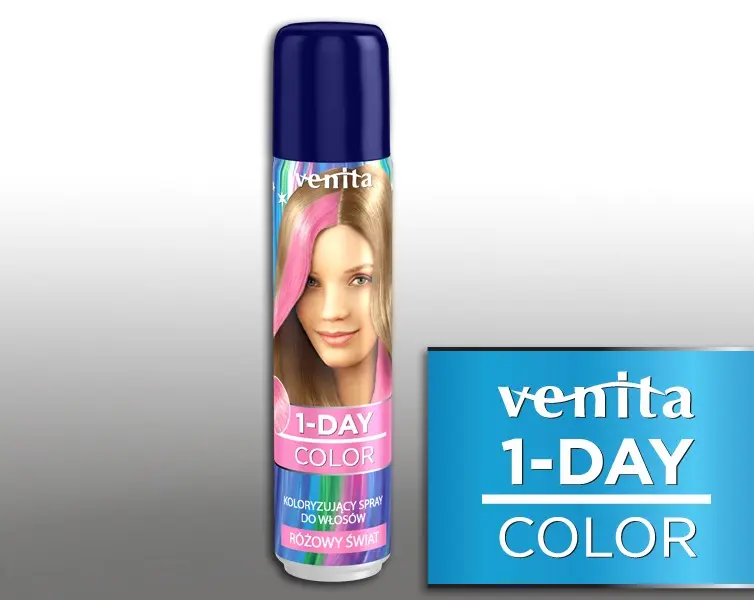 Barevný sprej na vlasy Venita 1-Day Color Pink World - 50 ml, růžová (CPW08)