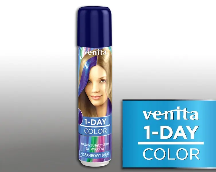 Barevný sprej na vlasy Venita 1-Day Color Ultra Blue - 50 ml, ultra modrá (CUB12)