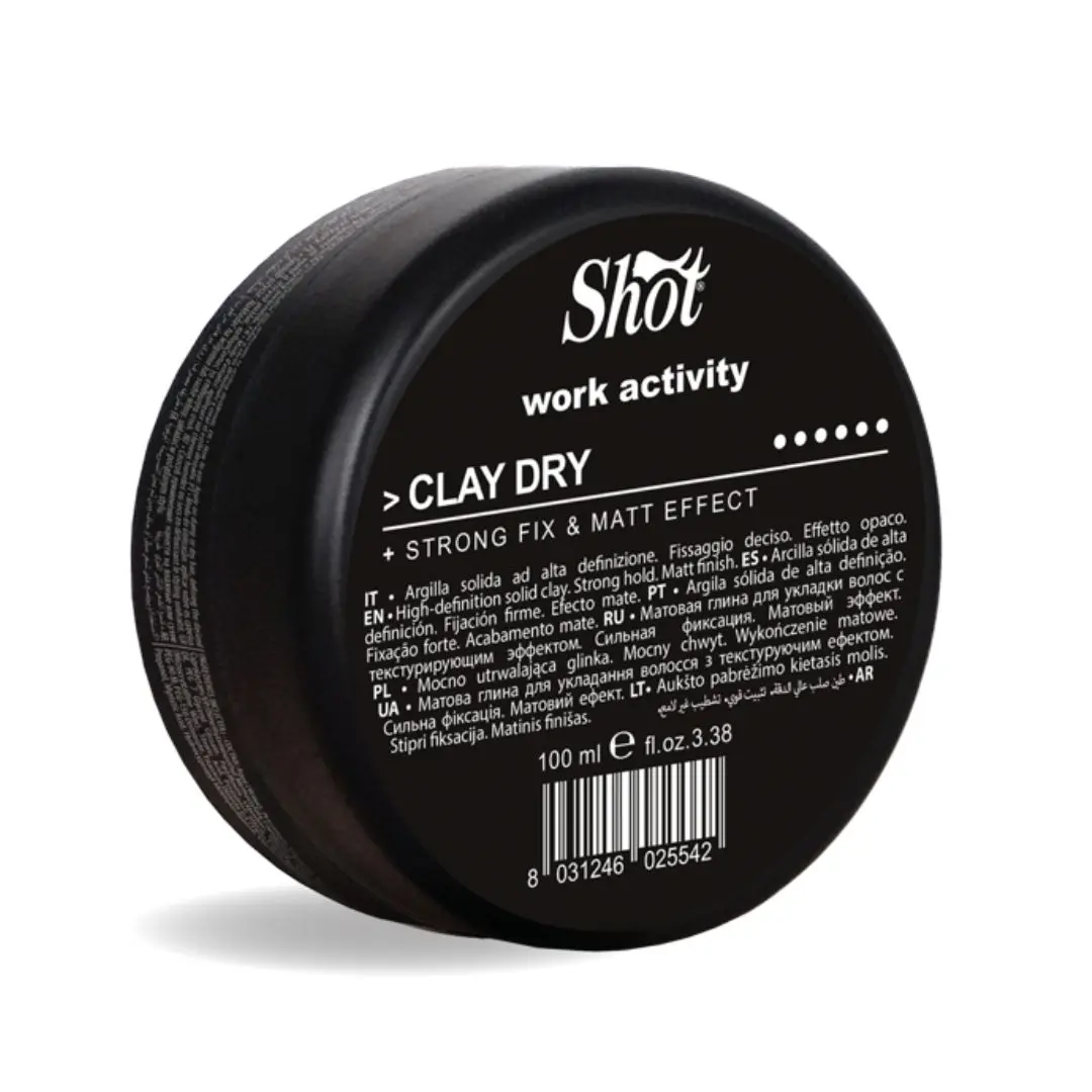 Shot Work Activity CLAY DRY - matná hlína na vlasy se silnou fixací, 100 ml