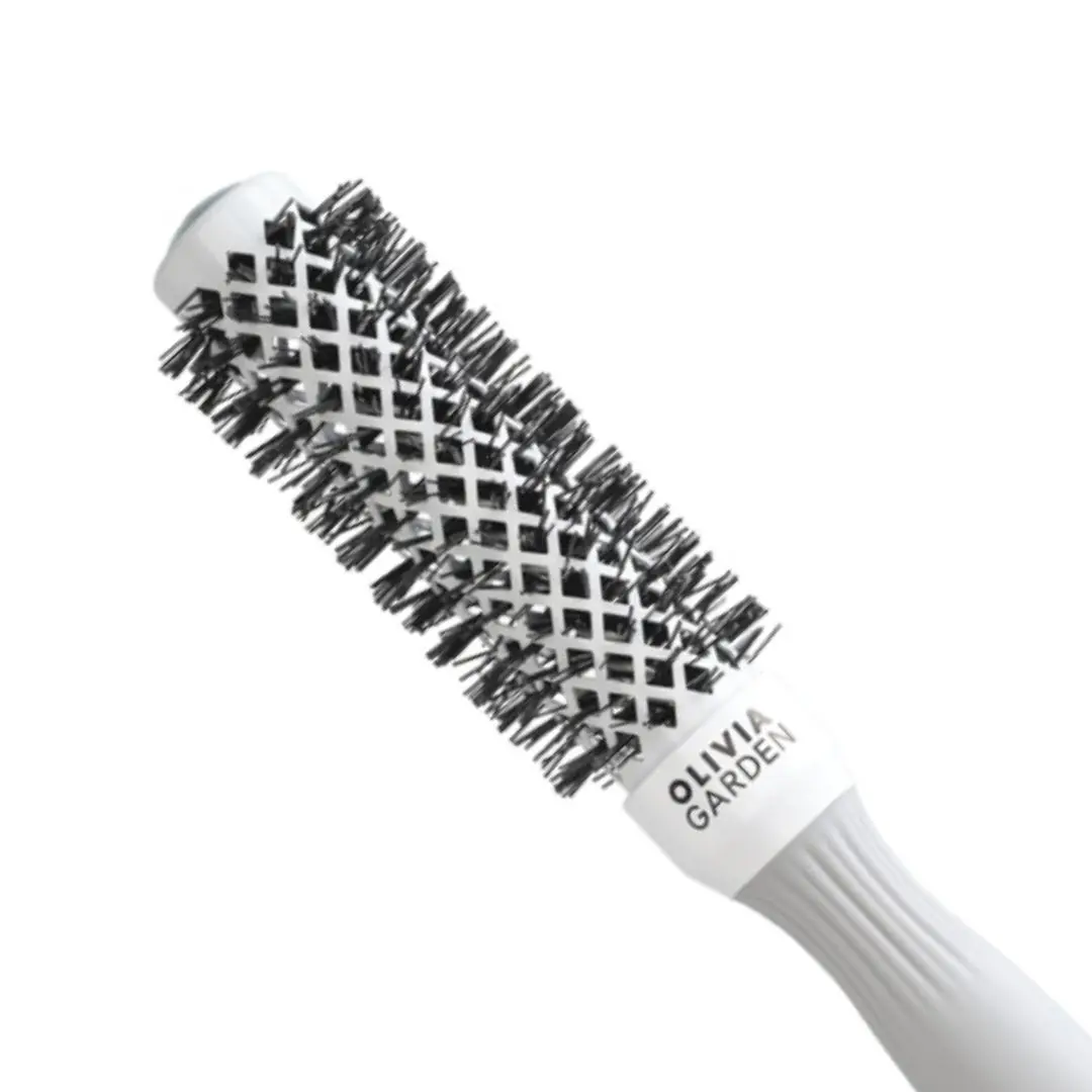 Olivia Garden BlowOut Shine White/Grey - keramický kartáč na foukání vlasů šedo-bílý T 20 - průměr 20mm