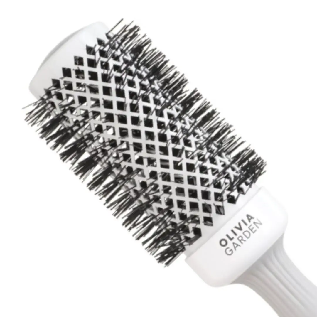 Olivia Garden BlowOut Shine White/Grey - keramický kartáč na foukání vlasů šedo-bílý T 45 - průměr 45 mm