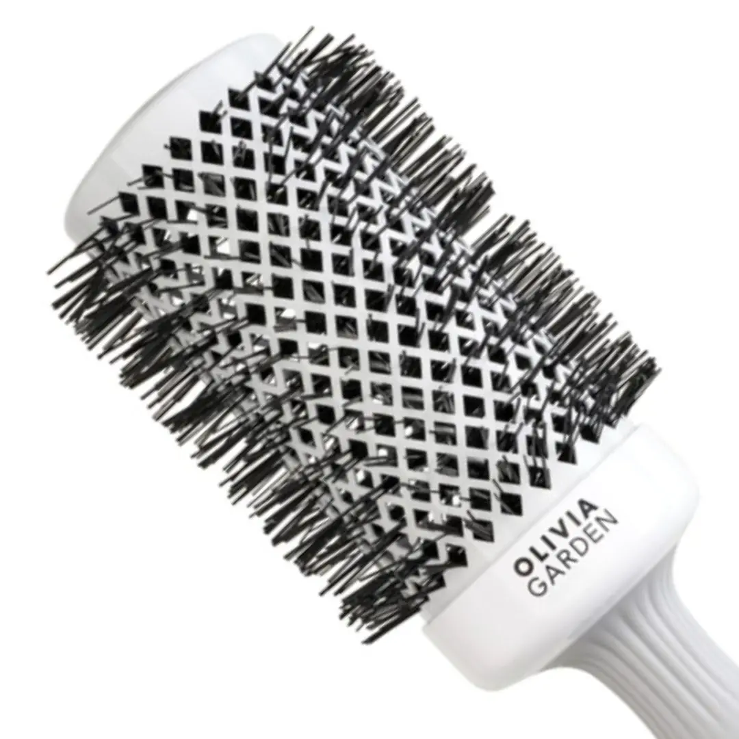 Olivia Garden BlowOut Shine White/Grey - keramický kartáč na foukání vlasů šedo-bílý T 55 - průměr 55 mm