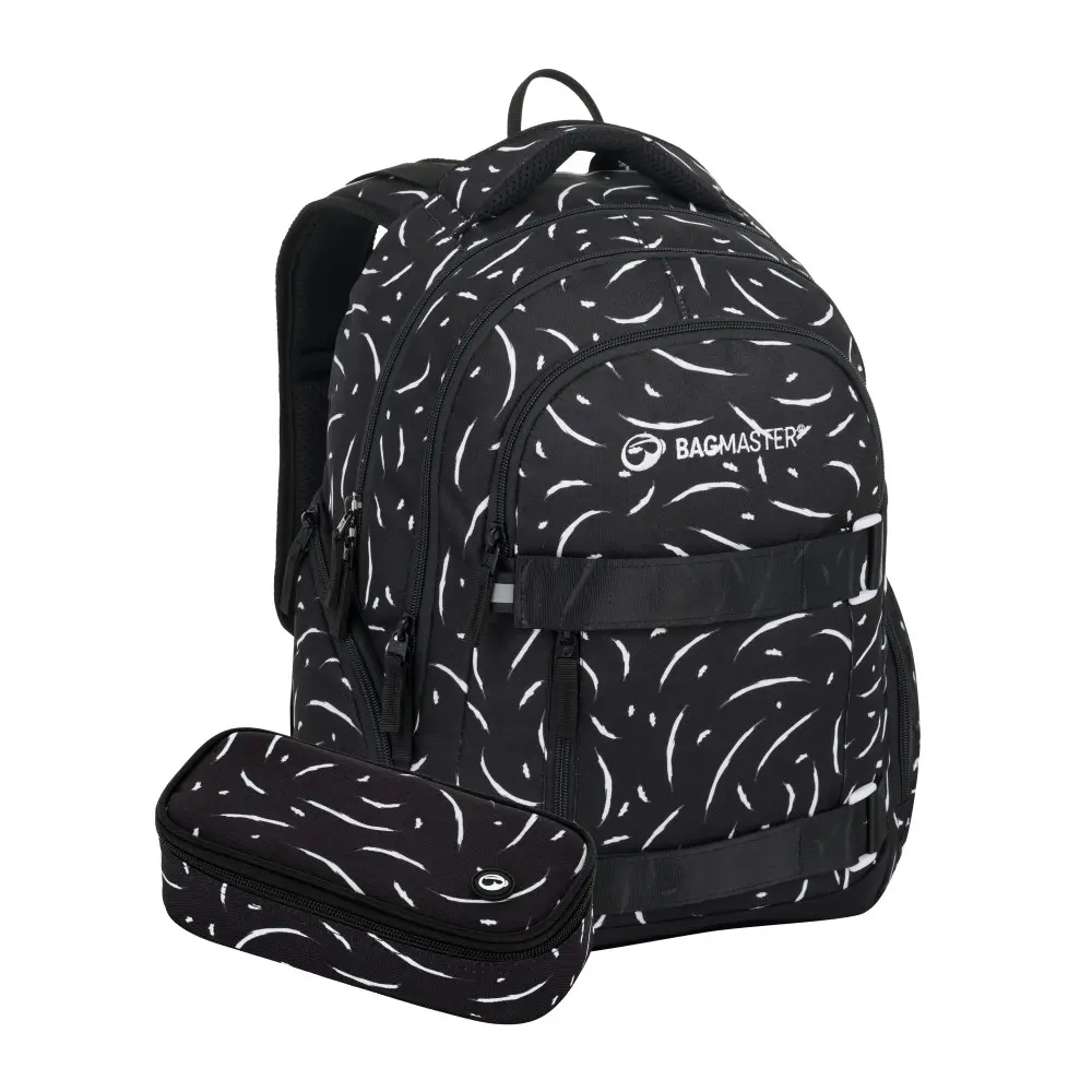 Bagmaster školní set NOMAD 25 A – černo-bílý (batoh + penál)