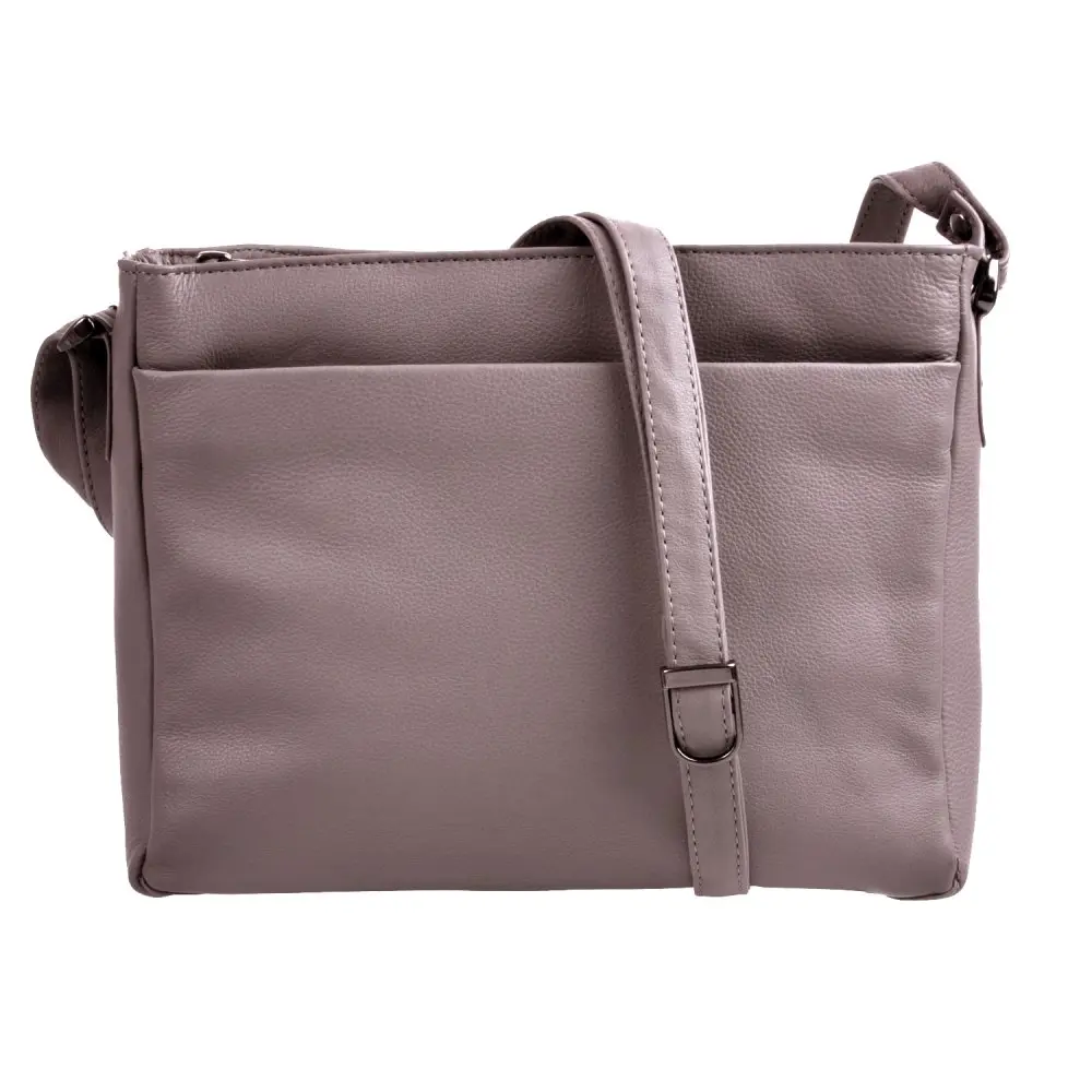 Kožená kabelka přes rameno New Bags Leather LB-206 hnědá taupe