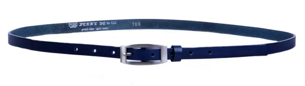Penny Belts Dámský kožený úzký pásek tmavě modrý 15-2-56