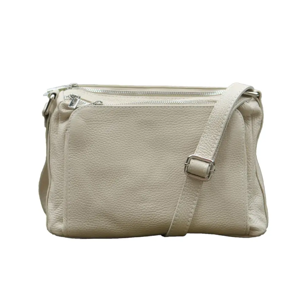 MaxFly kožená crossbody kabelka 5542 béžová