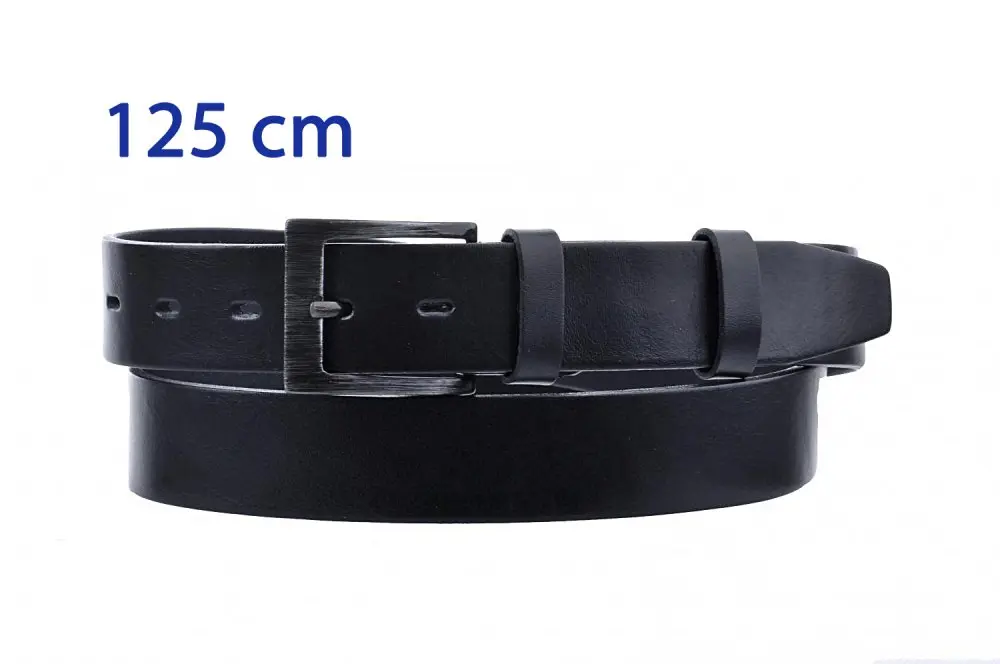 Pánský kožený černý pásek 14-60  dlouhý (obvod pasu 125 cm) 125 cm