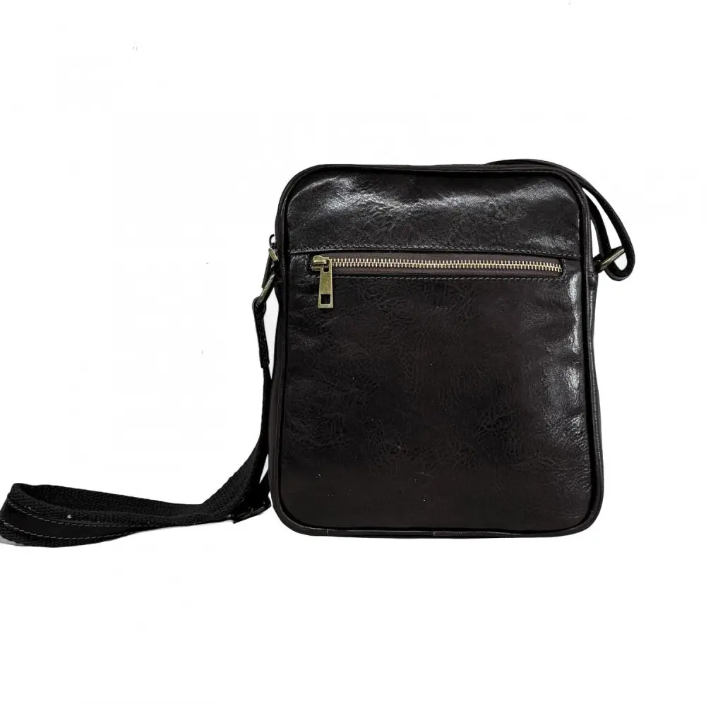 MaxFly Pánská kožená crossbody taška T08 černá