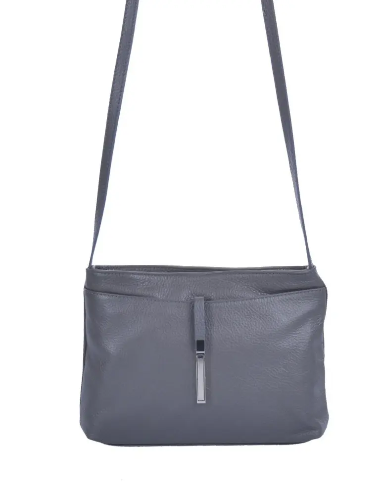 MaxFly Dámská kožená crossbody kabelka 5085 šedá