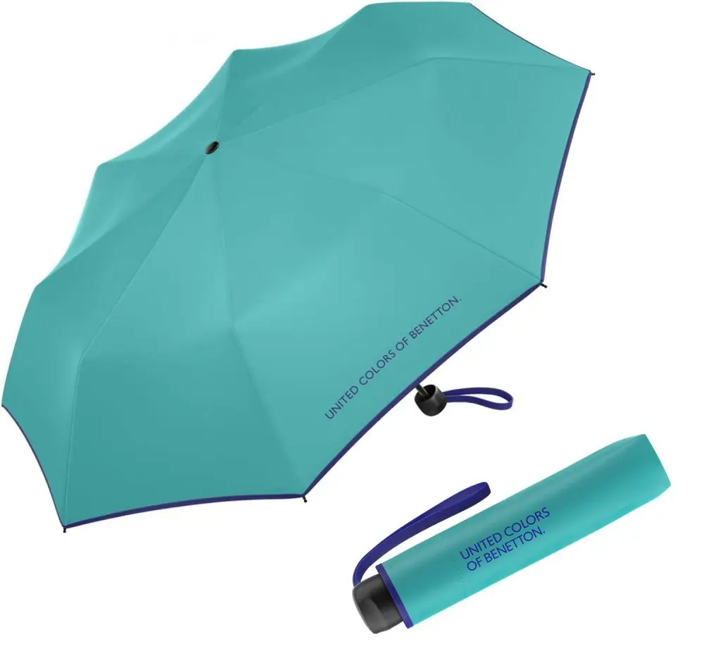 Dámský skládací deštník Benetton Super Mini turquoise 56307 tyrkysový
