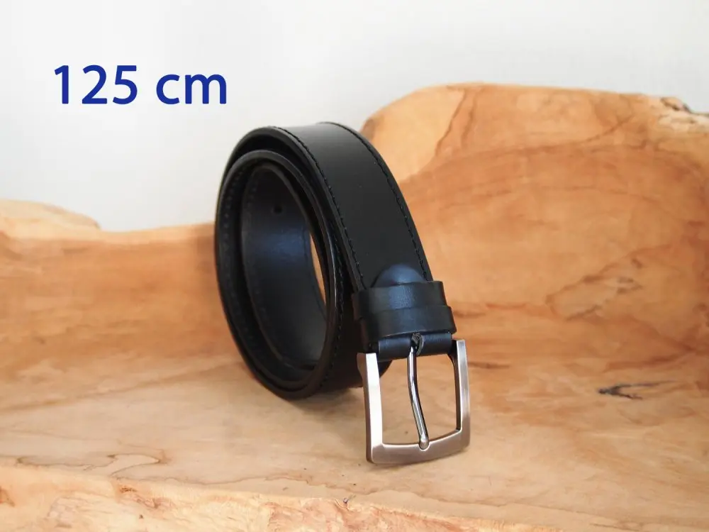 Pánský kožený pásek černý 25-1-60 obvod pasu 125 cm - dlouhý 125 cm