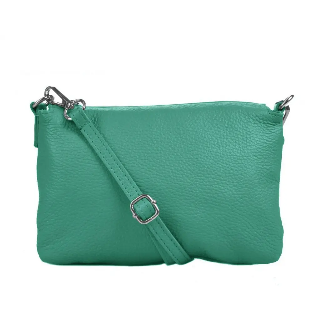 Menší kožená crossbody kabelka 5474 tyrkys