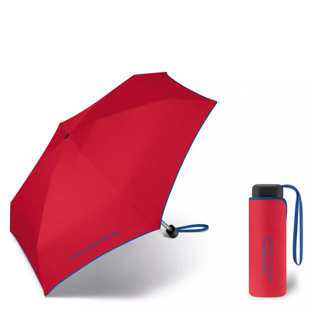 Deštník skládací Benetton Ultra Mini flat red 56403 červený