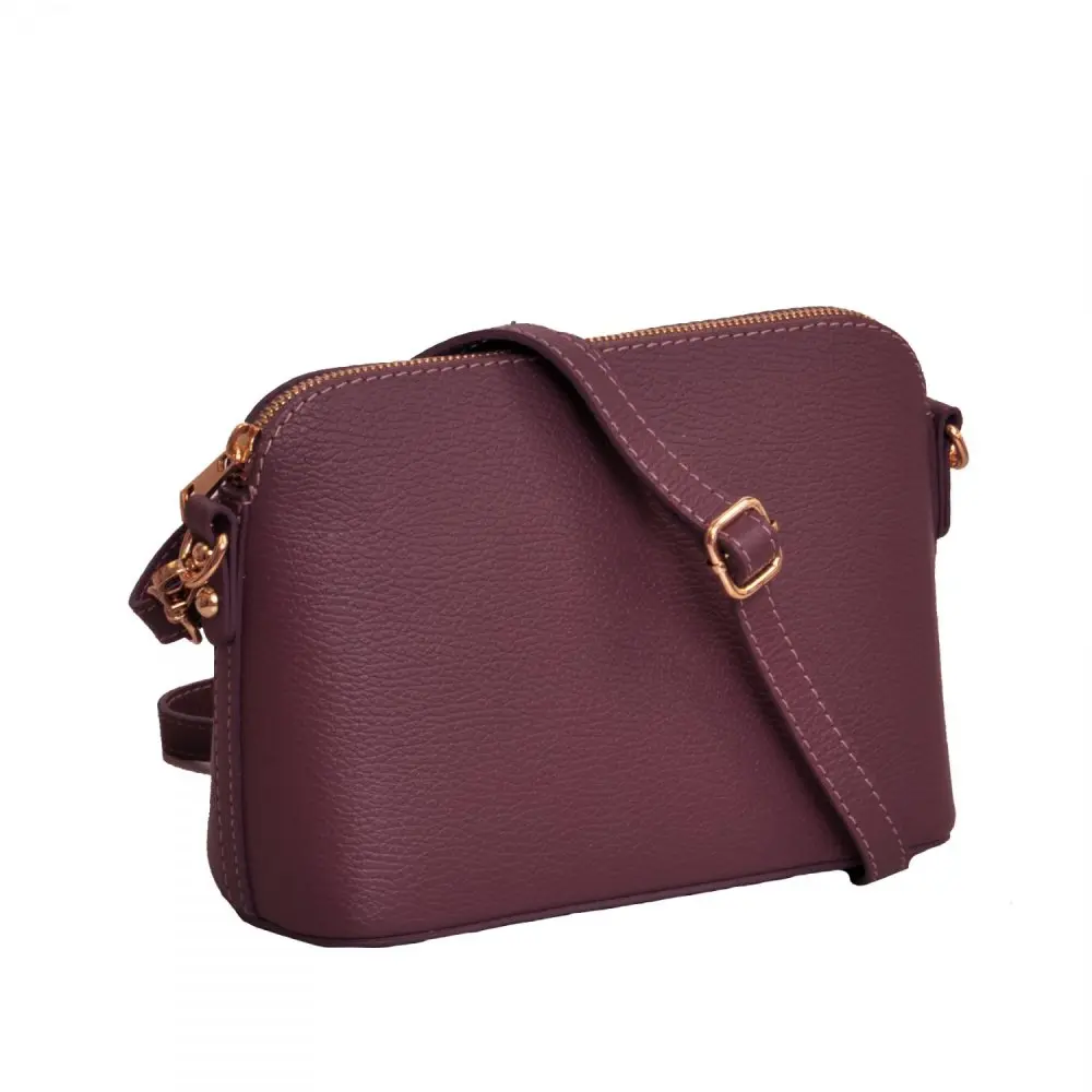 MaxFly dámská kožená kabelka crossbody 5232 bordo