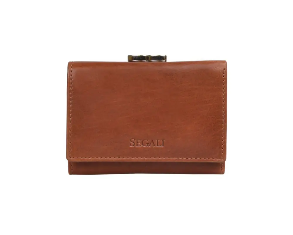 Peněženka s kovovým rámečkem SEGALI SG-870 R cognac