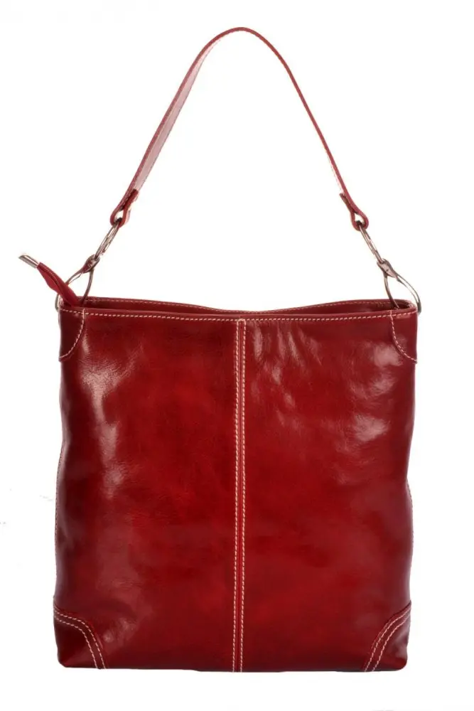 Giglio leather Velká kožená dámská kabelka 307 červená