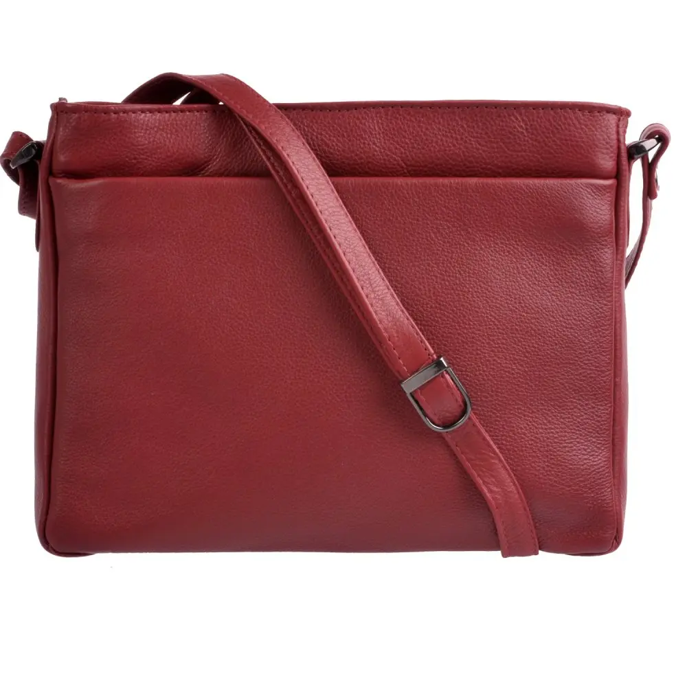 Kožená kabelka přes rameno New Bags LB-206 tmavě červená