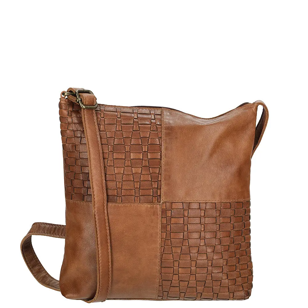 Proplétaná kožená crossbody kabelka Enrico Benetti Sicily 89031-005 hnědá cognac
