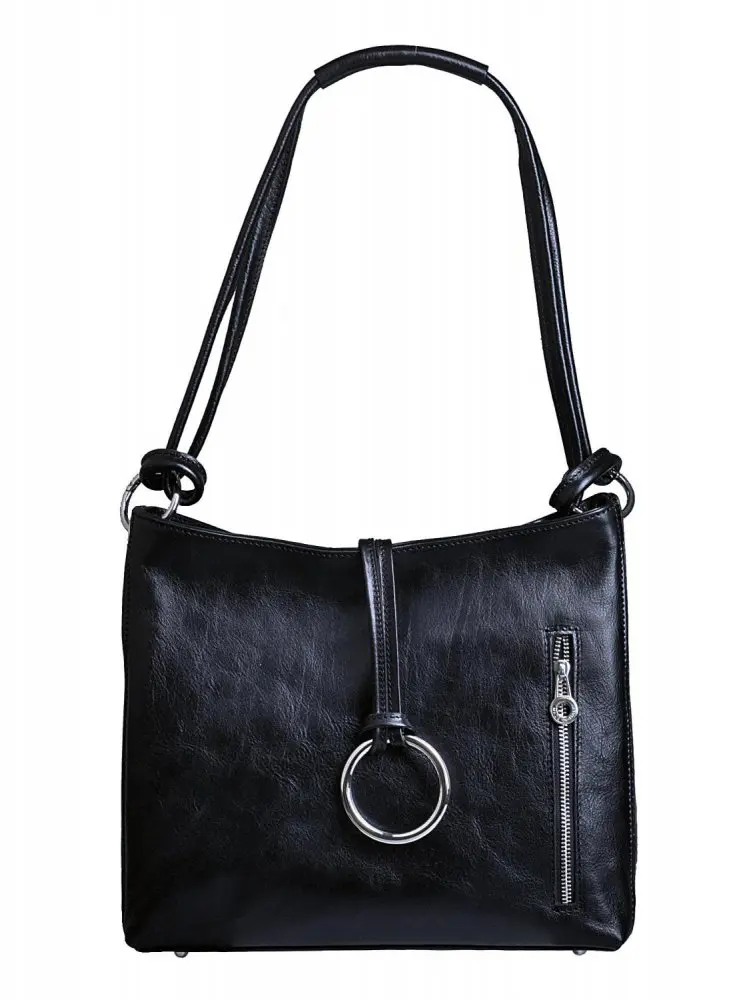Giglio leather Dámská kožená kabelka přes rameno 095 černá