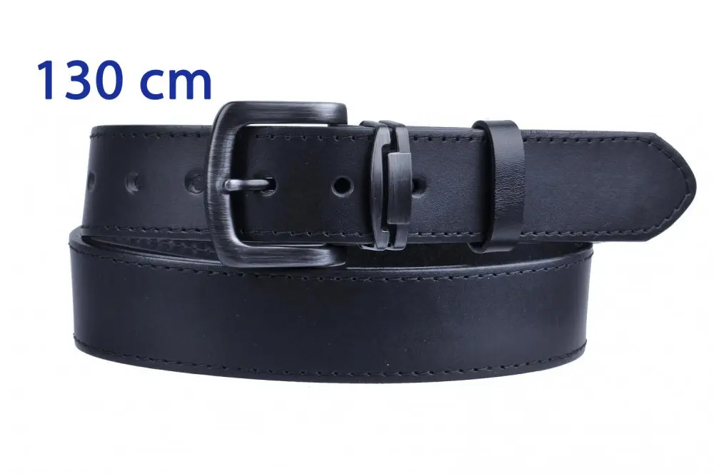 Pánský kožený černý pásek 9-1-60 obvod pasu 130 cm - dlouhý 130 cm