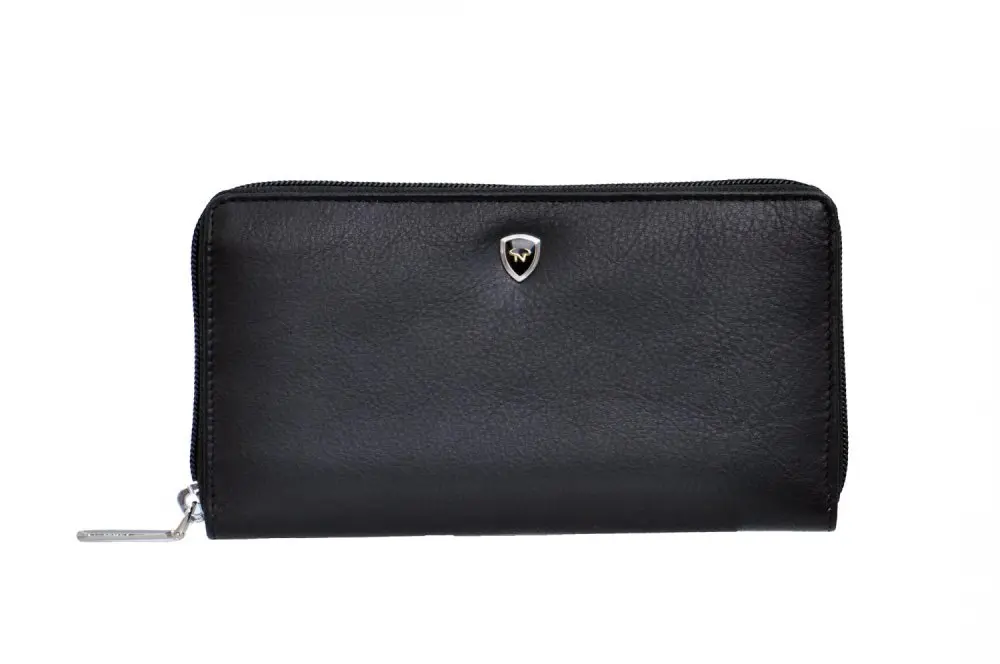 New bags leather Dámská kožená dlouhá peněženka 72658 černá