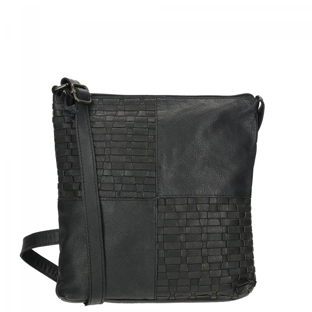 Enrico Benetti Sicily proplétaná kožená crossbody kabelka 89031-001 černá