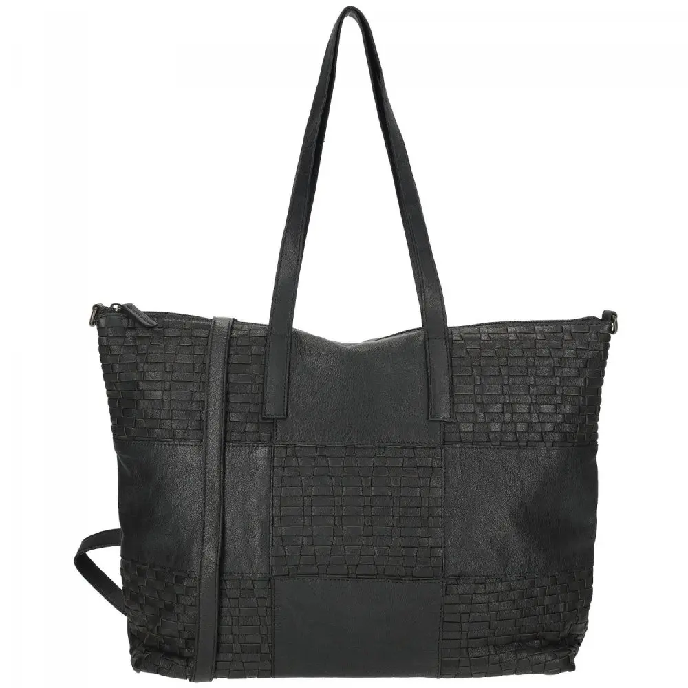 Proplétaná velká kožená shopper kabelka Enrico Benetti Sicily 89033-001 černá