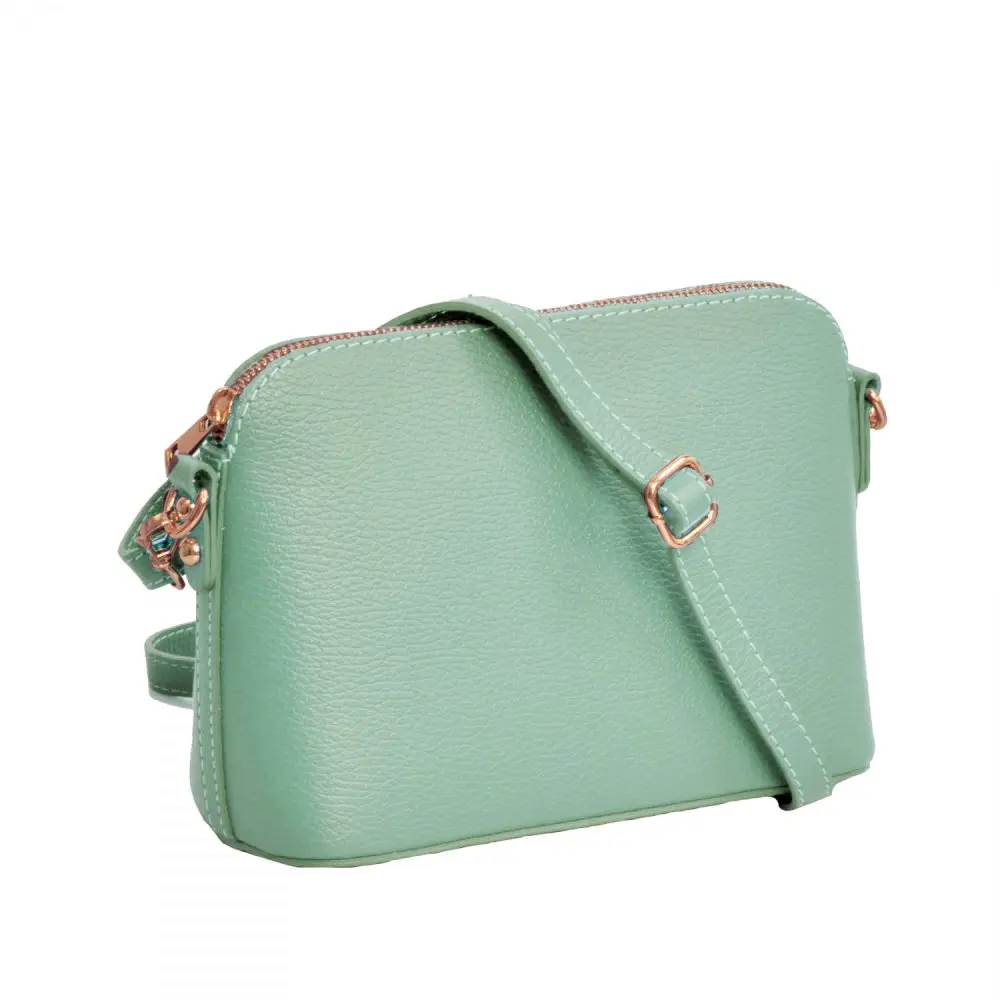 Maxfly, dámská kožená kabelka crossbody 5232 zelená - mátová