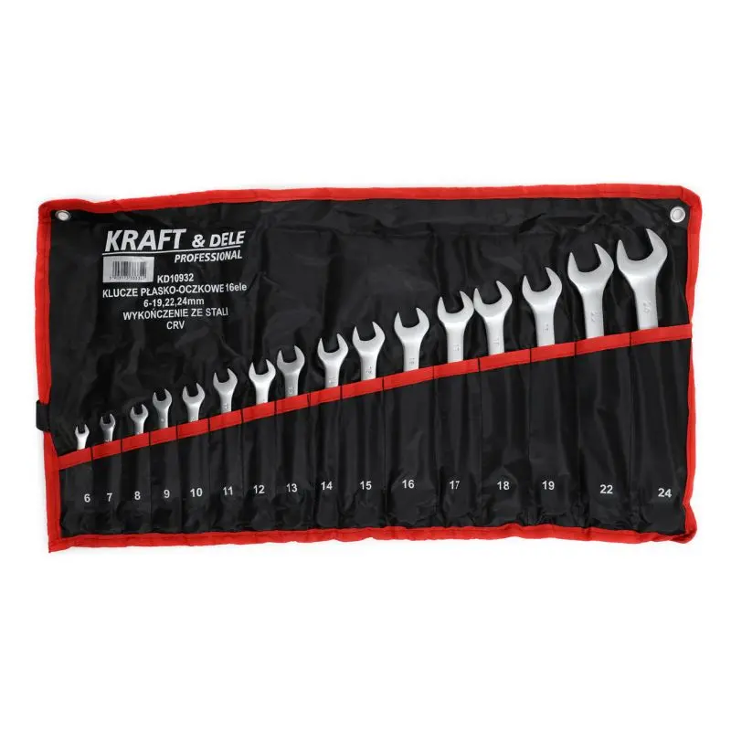 Klíče očkoploché Kraft&Dele KD10932, 16 ks, 6–24 mm