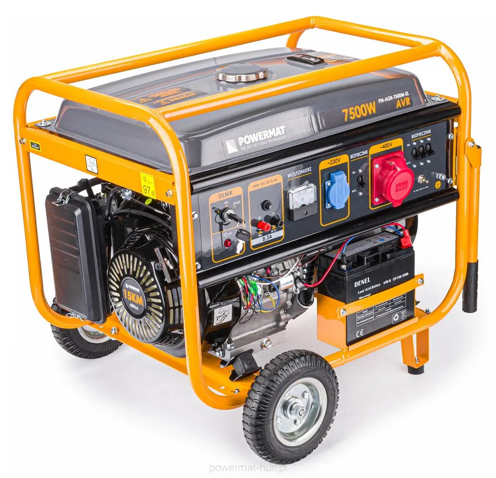 Elektrocentrála POWERMAT PM-AGR-7500M-EL s el. Startem, AVR, 7500 W, 230/380 V