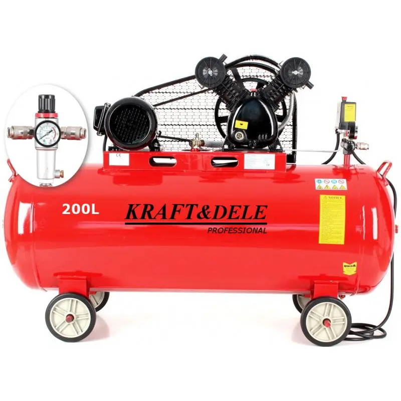 Olejový kompresor dvoupístový  se separátorem Kraft&Dele KD1473, 200 l, 400V