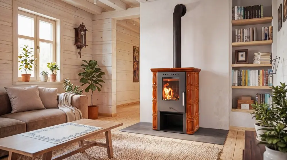 Kachlová kamna FLAMA ELDUR ECO, 6 kW, medová