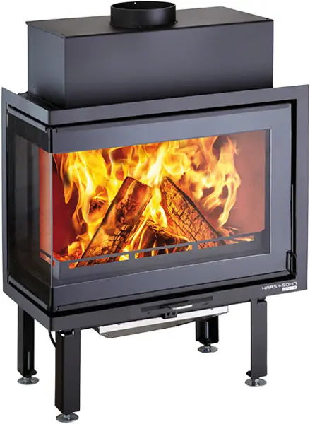 Rohová krbová vložka HAAS+SOHN SKARA, 5 kW, levá, černá