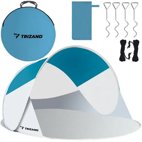 Plážový stan TRIZAND 10182, 220 × 120 × 90 cm, tyrkysově šedý