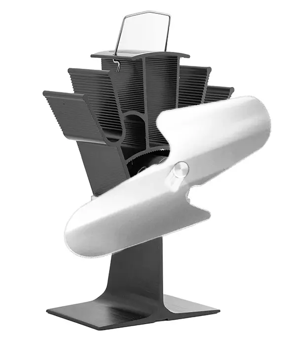 Dvoulopatkový ventilátor na kamna Flamingo, stříbrný